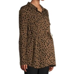 Time and Tru Maternity Blouse with Woven Fabric and Tie Front Size Large